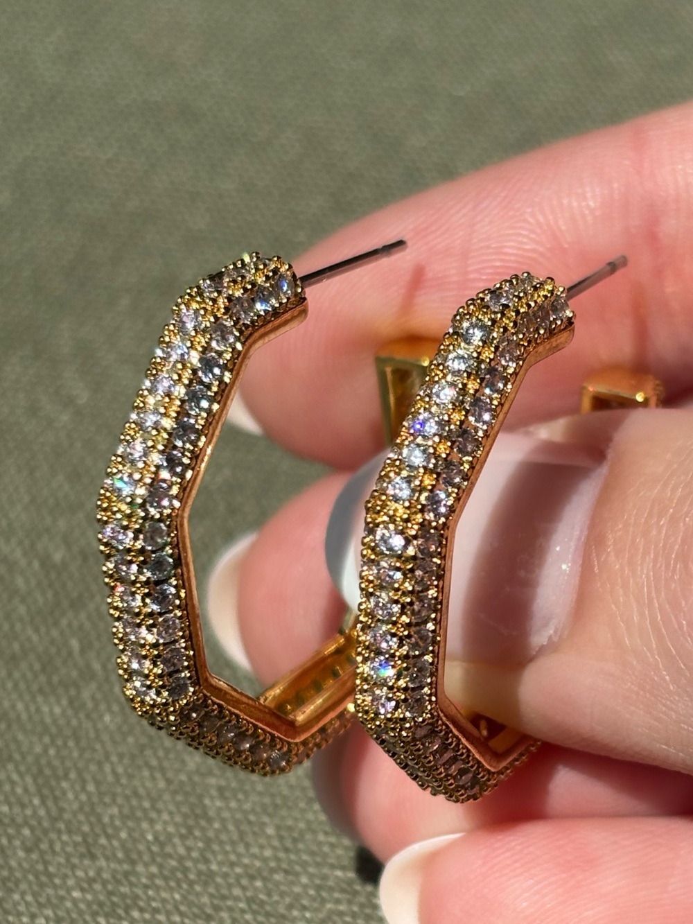 Gold Hexagon Hoop Earrings